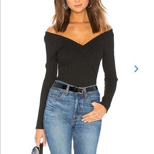 Lovers & Friends Theodore Black Ribbed Bodysuit